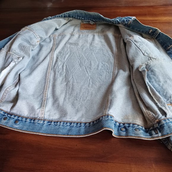 Vtg 90's Levi's Jacket, 70507-0389 Leather Applique, Southwest, Tribal, USA, M - Picture 6 of 15